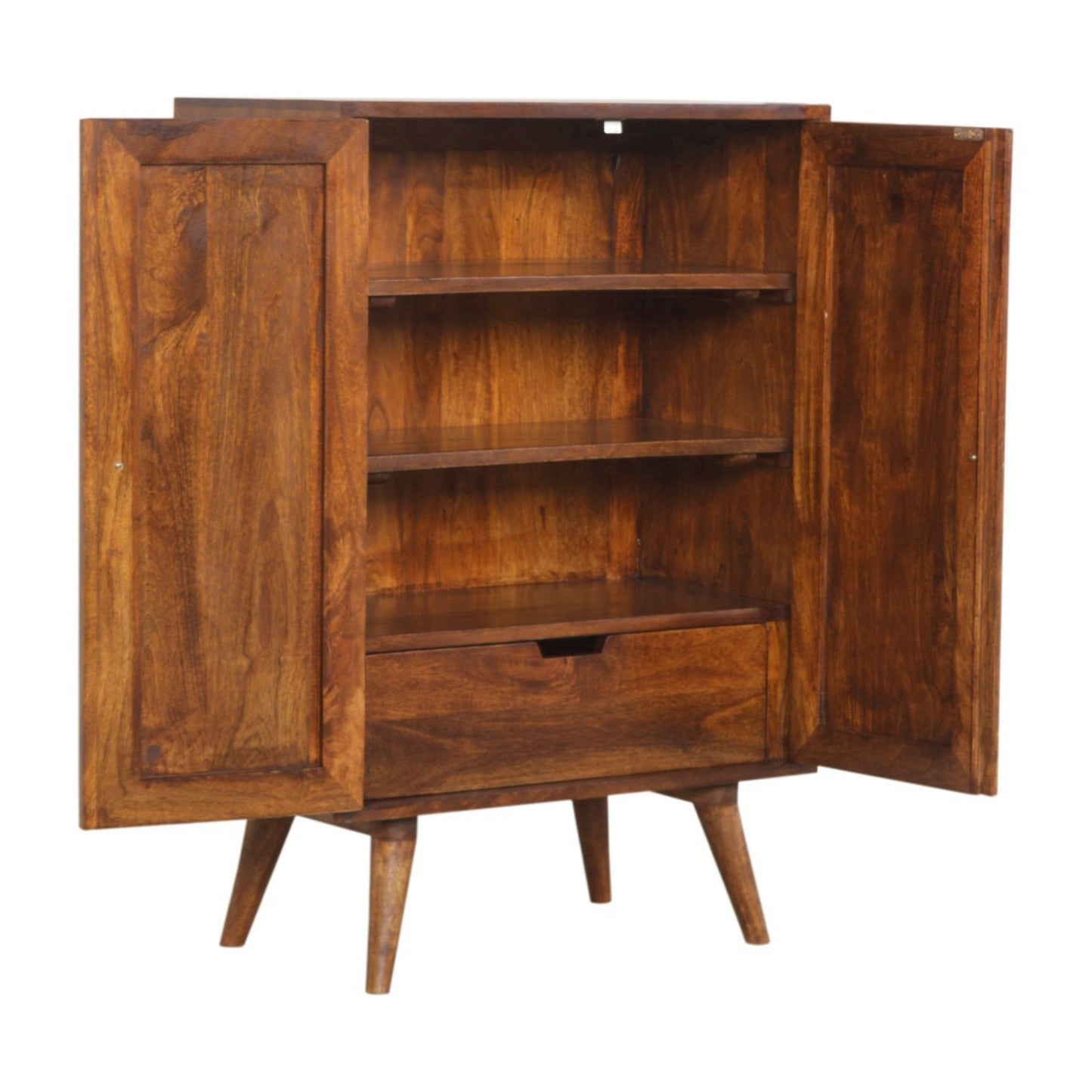 Retro Wooden Cabinet Vintage Lounge Tall Sideboard Mid Century Storage Furniture