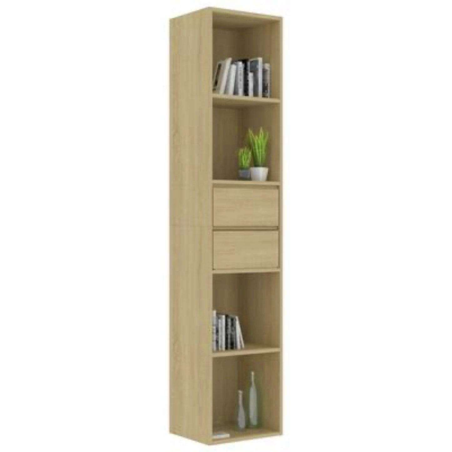 Modern Bookcase Cabinet Oak Lounge Shelving Unit Home Office Display Bookshelf