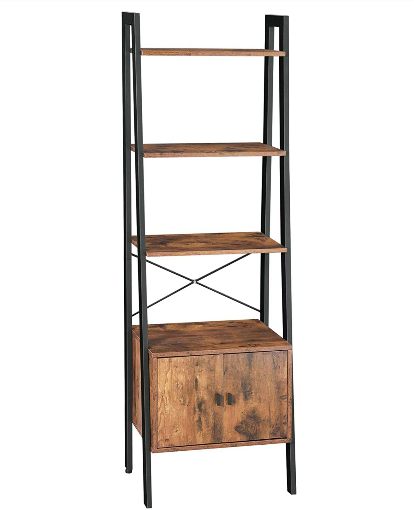 Industrial Display Cabinet Vintage Brown Ladder Bookcase Storage Shelving Unit