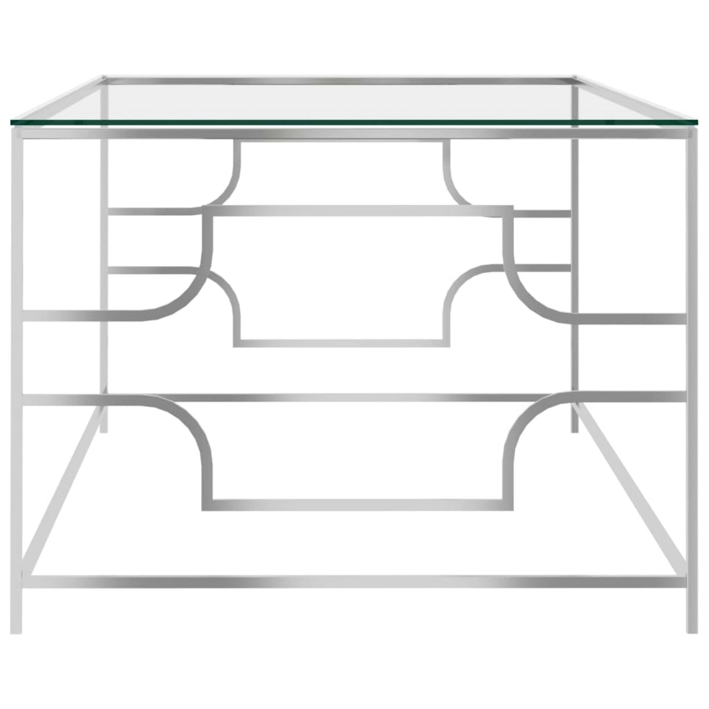 Modern Coffee Table Glass Top Lounge Sofa Side Unit Contemporary Metal Furniture