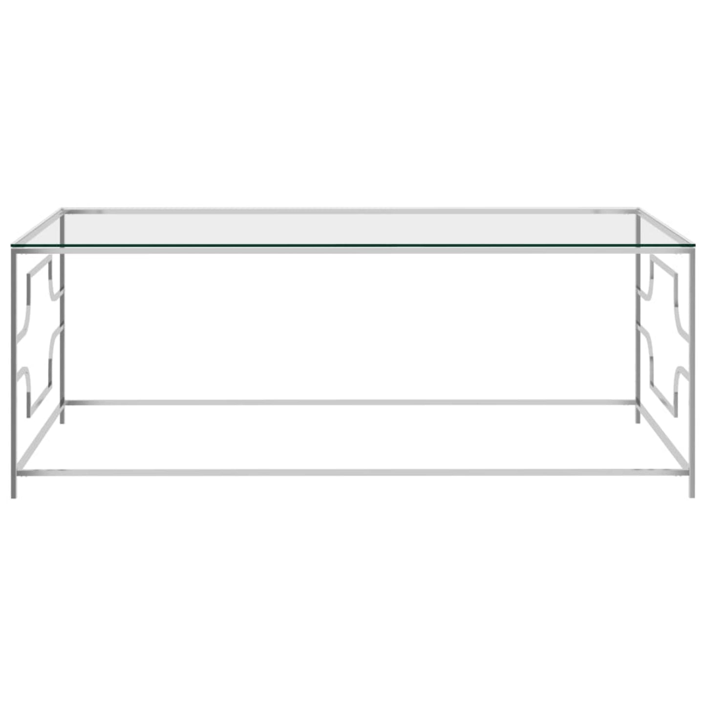 Modern Coffee Table Glass Top Lounge Sofa Side Unit Contemporary Metal Furniture