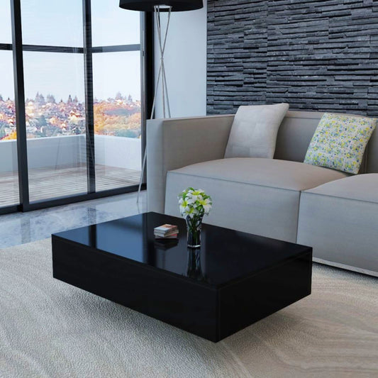 Modern Coffee Table Black High Gloss Living Room Furniture Contemporary Interior Home Sofa Side End Large Stand