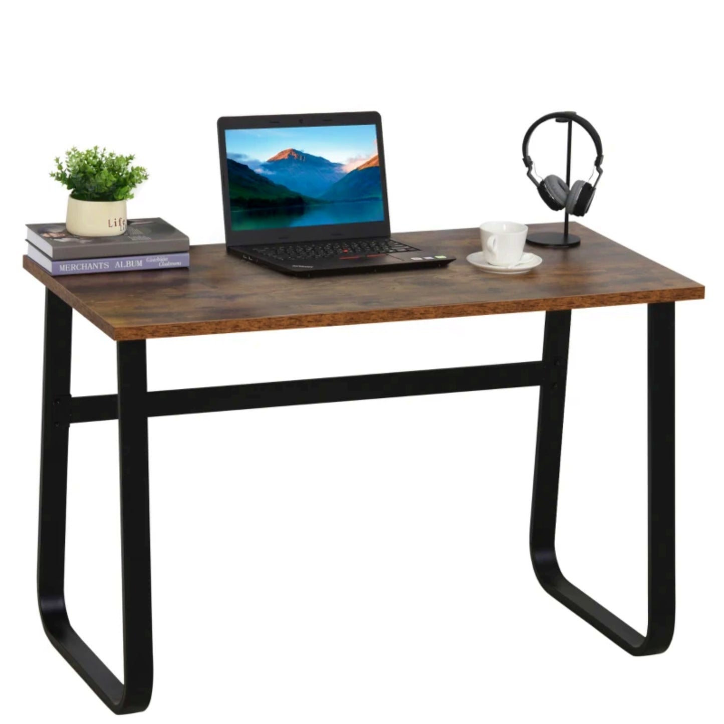 Modern Laptop Desk Industrial Writing Workstation Rustic Office Computer Console