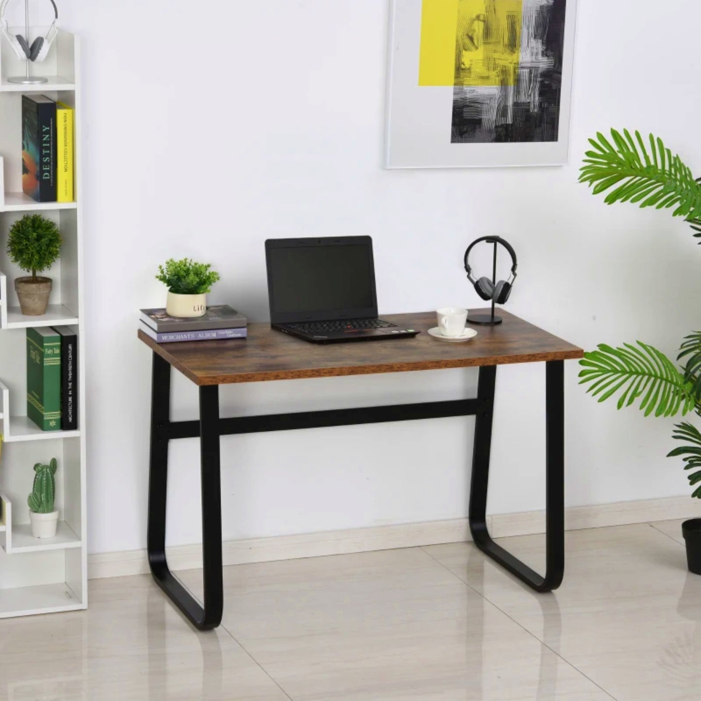 Modern Laptop Desk Industrial Writing Workstation Rustic Office Computer Console