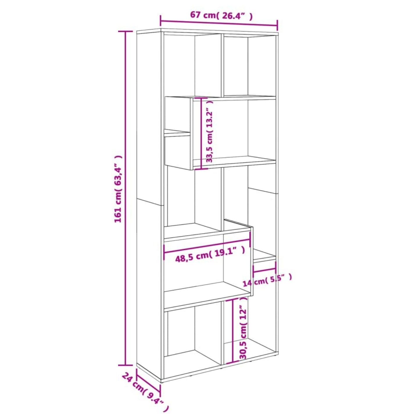 Modern Storage Bookcase Lounge Cube Bookshelf Contemporary Slim Display Cabinet