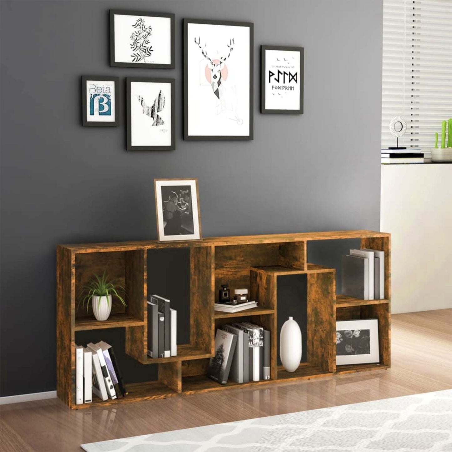 Modern Storage Bookcase Lounge Cube Bookshelf Contemporary Slim Display Cabinet