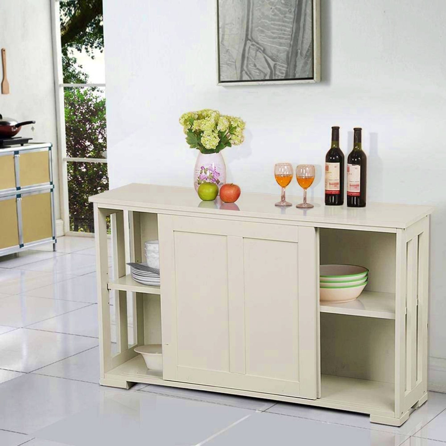 Modern Storage Sideboard White Living Room Kitchen Cabinet Rustic Display Unit