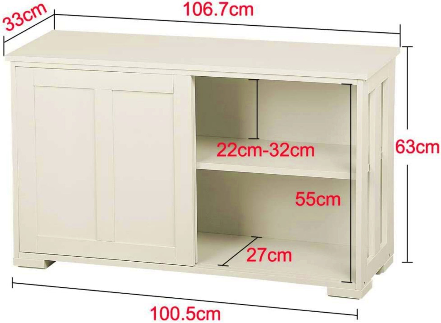 Modern Storage Sideboard White Living Room Kitchen Cabinet Rustic Display Unit