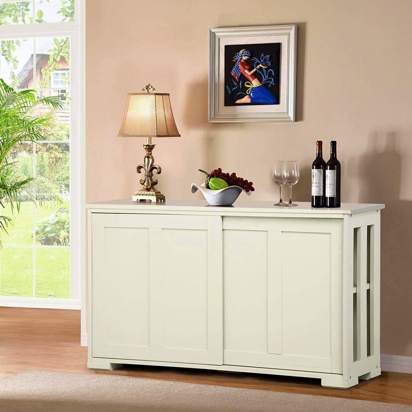 Modern Storage Sideboard White Living Room Kitchen Cabinet Rustic Display Unit