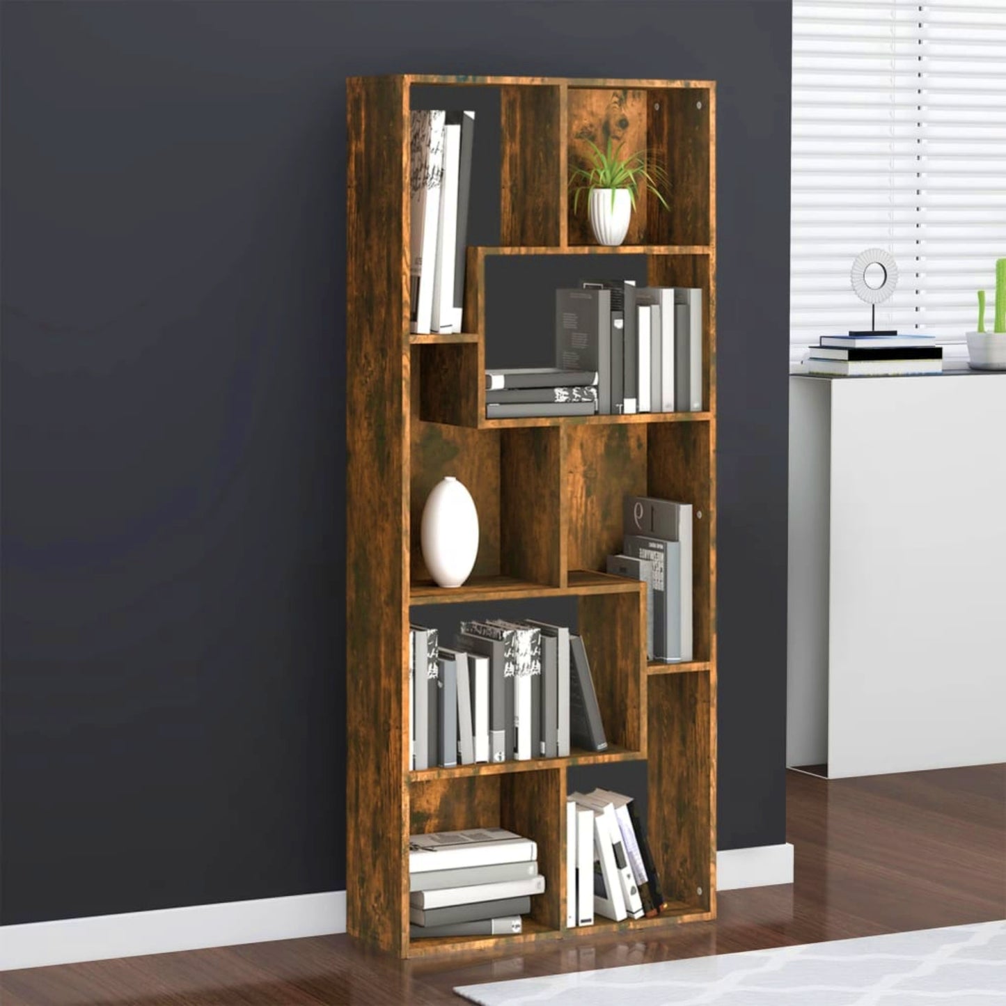 Modern Storage Bookcase Lounge Cube Bookshelf Contemporary Slim Display Cabinet