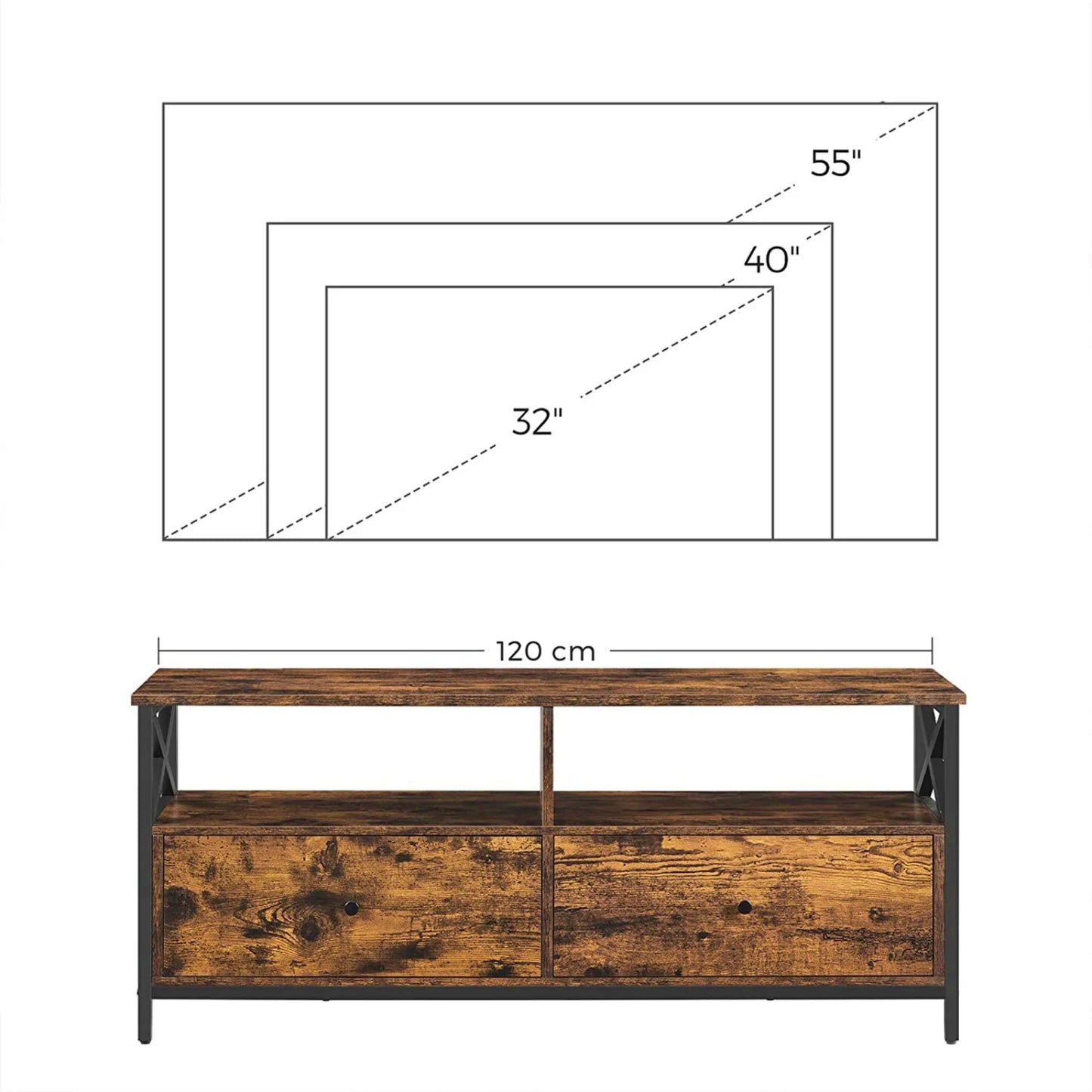 Modern TV Stand Large Media Storage Cabinet Industrial Living Room Console Table