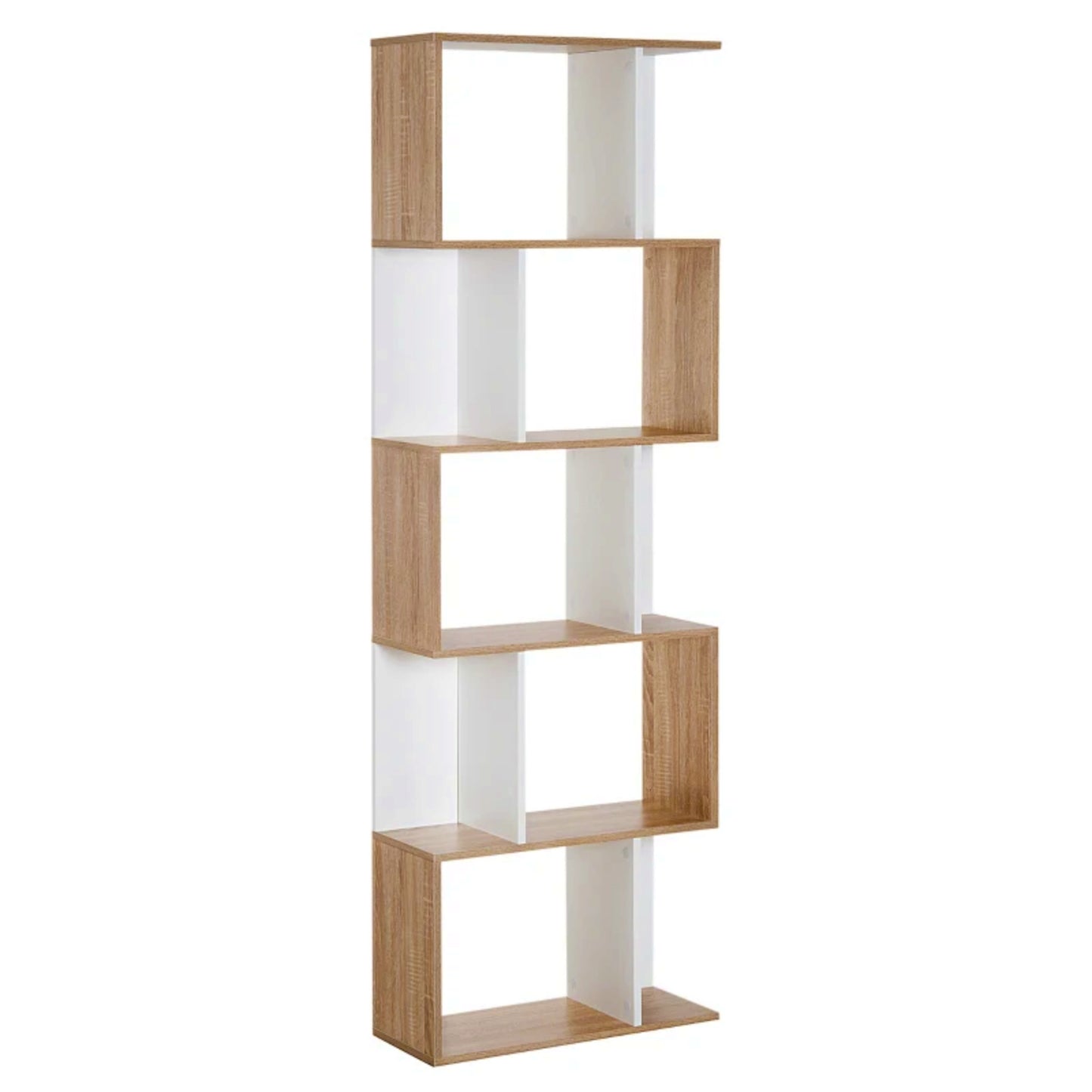 Modern Tall Bookcase White Oak Storage Cabinet Lounge Display Shelving Unit