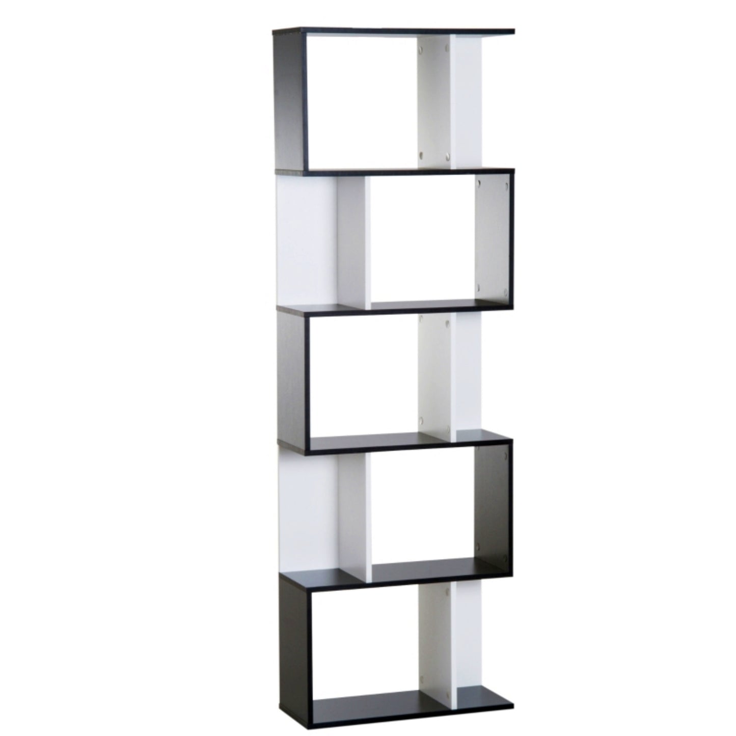 White Tall Bookcase Modern Black Storage Cabinet Lounge Display Shelving Unit