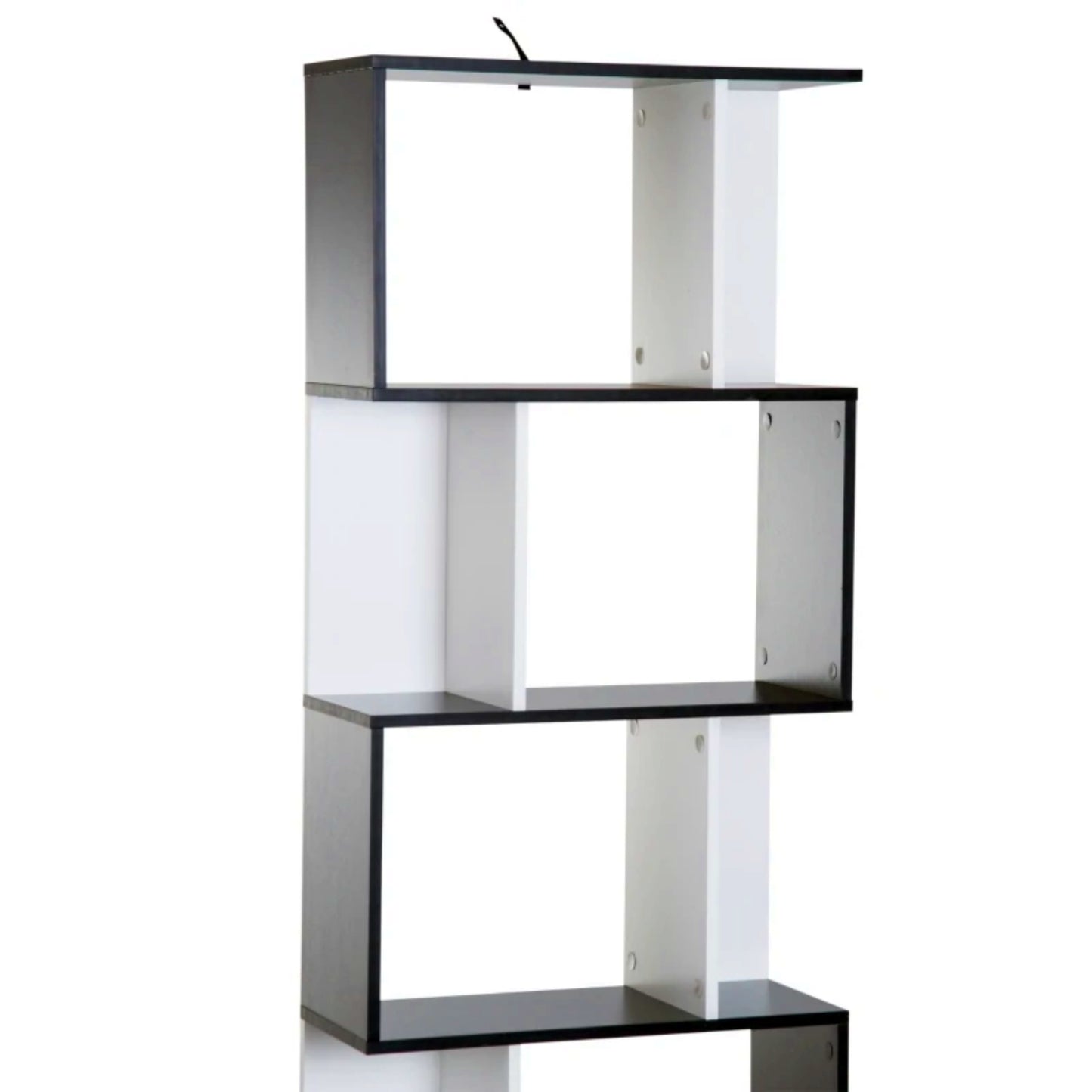 White Tall Bookcase Modern Black Storage Cabinet Lounge Display Shelving Unit