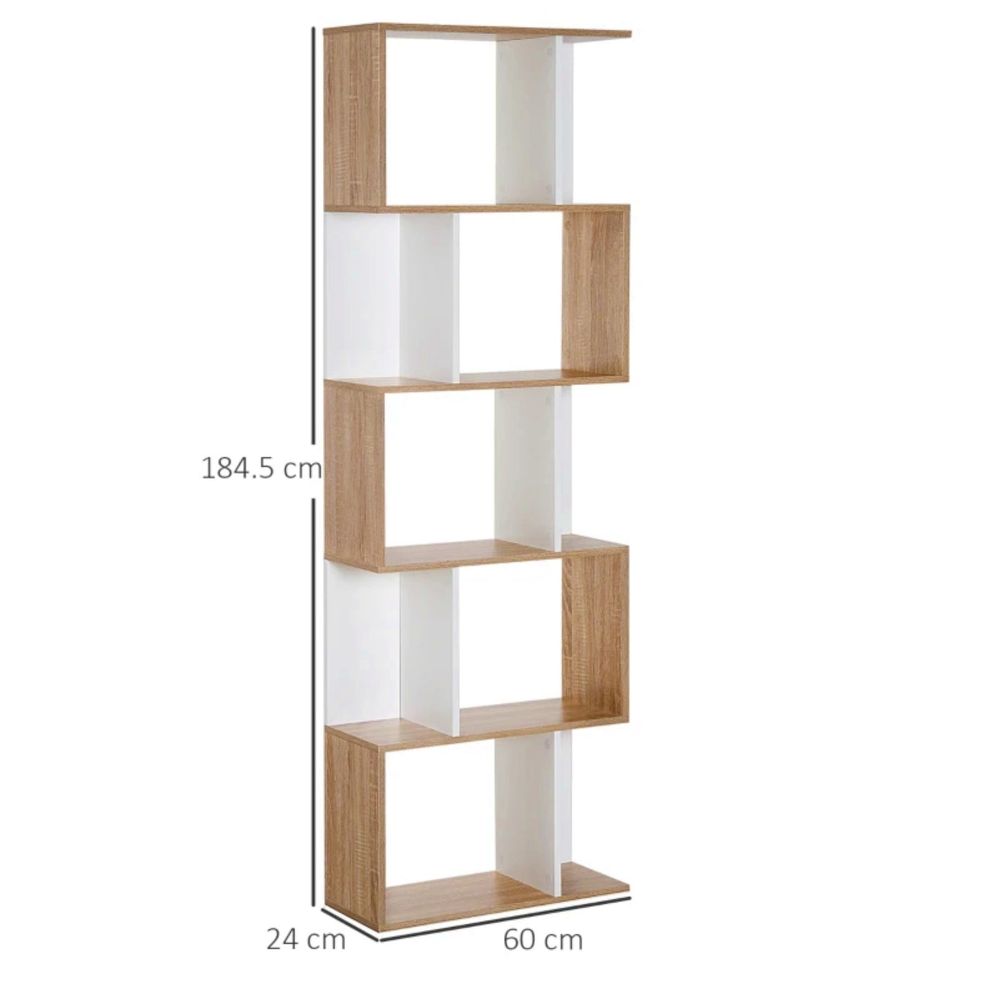 Modern Tall Bookcase White Oak Storage Cabinet Lounge Display Shelving Unit