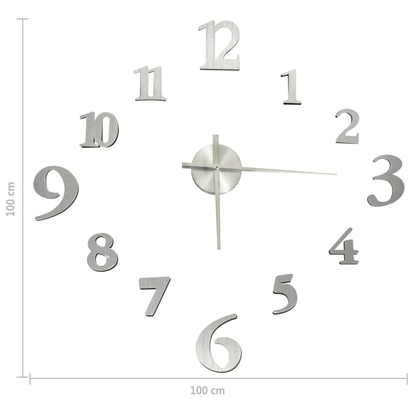 Large Wall Clock Silver Sticker Numbers Contemporary Home Office Timer Decor