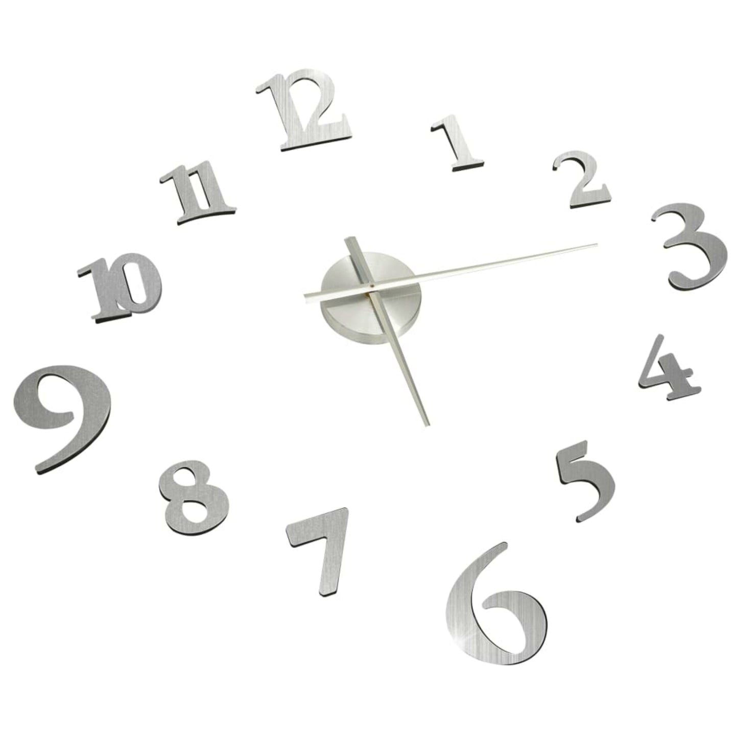 Large Wall Clock Silver Sticker Numbers Contemporary Home Office Timer Decor