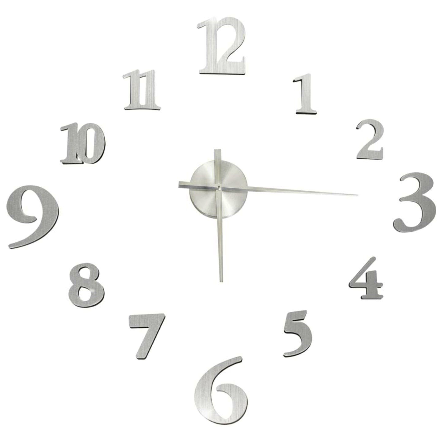 Large Wall Clock Silver Sticker Numbers Contemporary Home Office Timer Decor