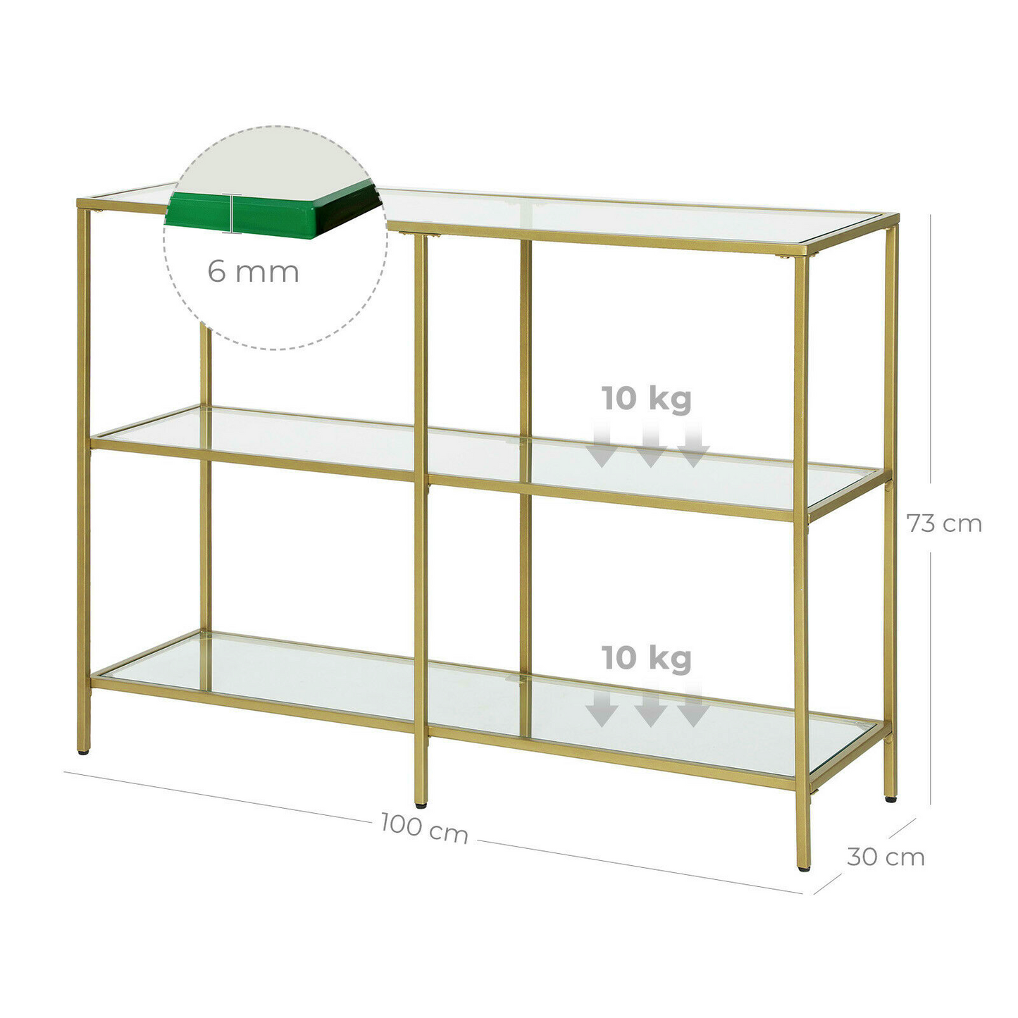 Modern Glass Console Table Slim Hallway Display Cabinet Gold Clear Living Room Narrow Sofa End Stand