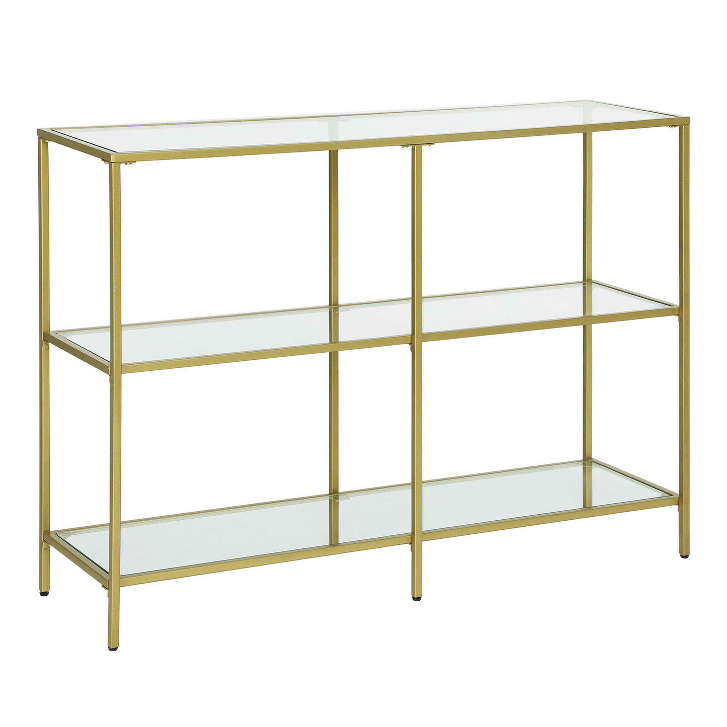 Modern Glass Console Table Slim Hallway Display Cabinet Gold Clear Living Room Narrow Sofa End Stand