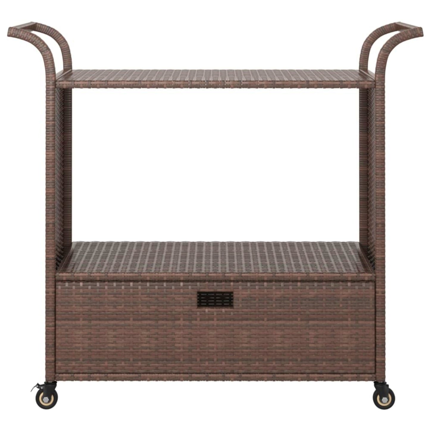 Patio Drinks Trolley Rattan Grey Outdoor Storage Cart Garden Bar Serving Table