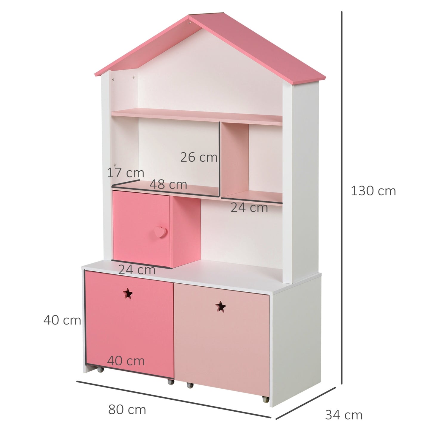 Kids Toys Storage Unit Girls Large Dollhouse White Bookcase Montessori Furniture