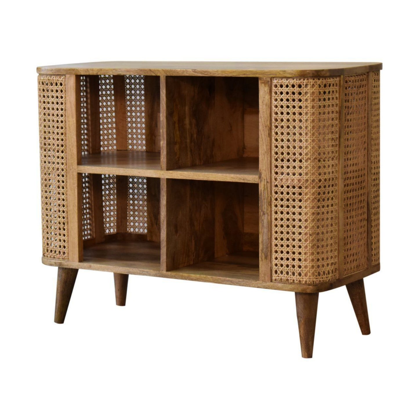 Retro Storage Cabinet Scandinavian Solid Wood Sideboard Handmade Open Console Table