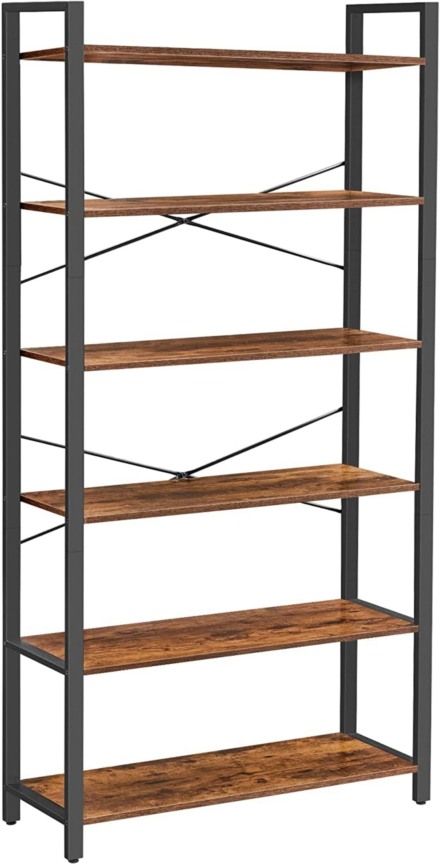 Tall Rustic Bookcase Industrial Shelving Unit Lounge Display Storage Cabinet