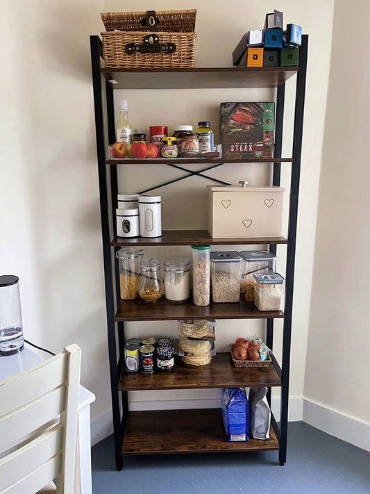 Tall Rustic Bookcase Industrial Shelving Unit Lounge Display Storage Cabinet