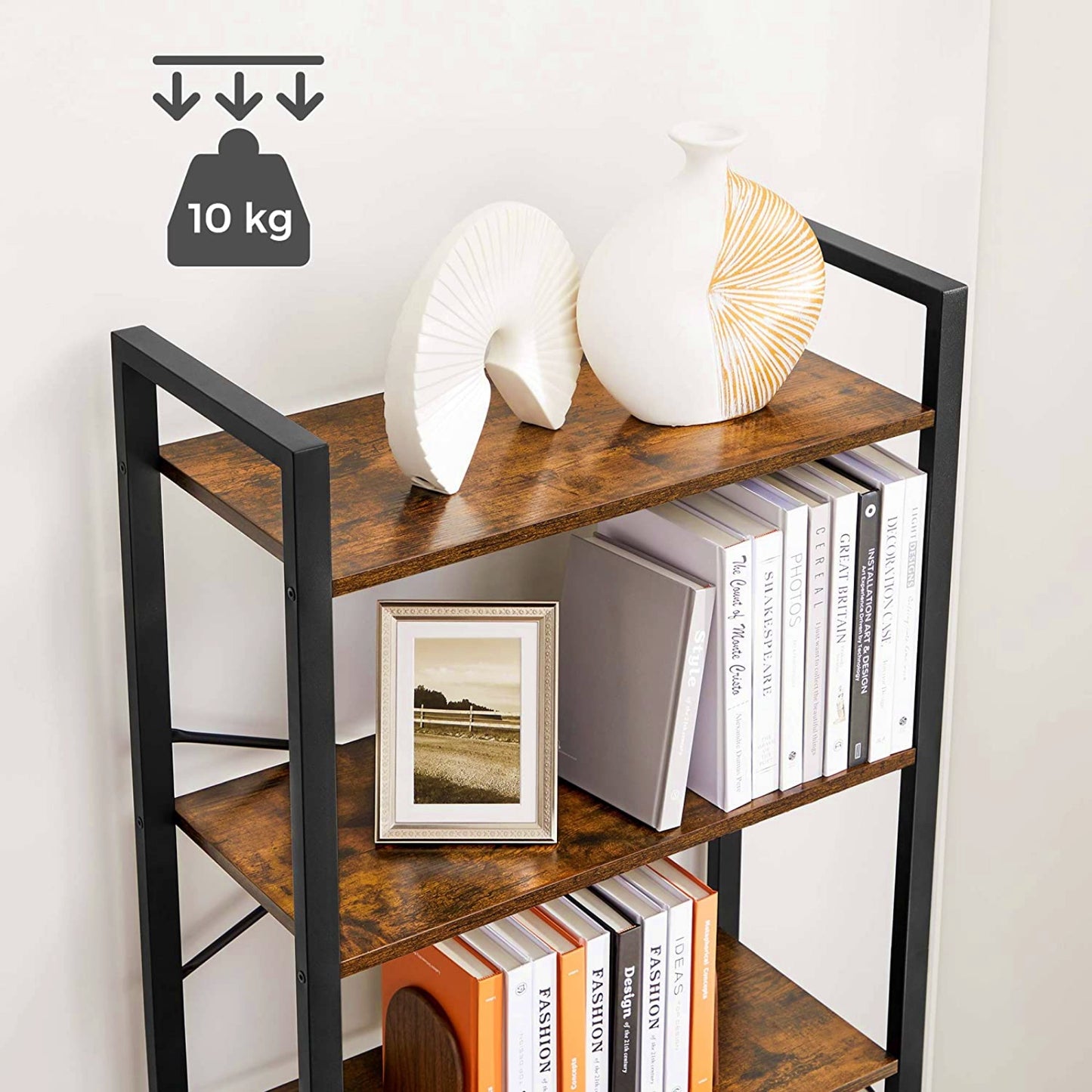 Tall Industrial Bookcase Rustic Shelving Unit Lounge Display Storage Cabinet