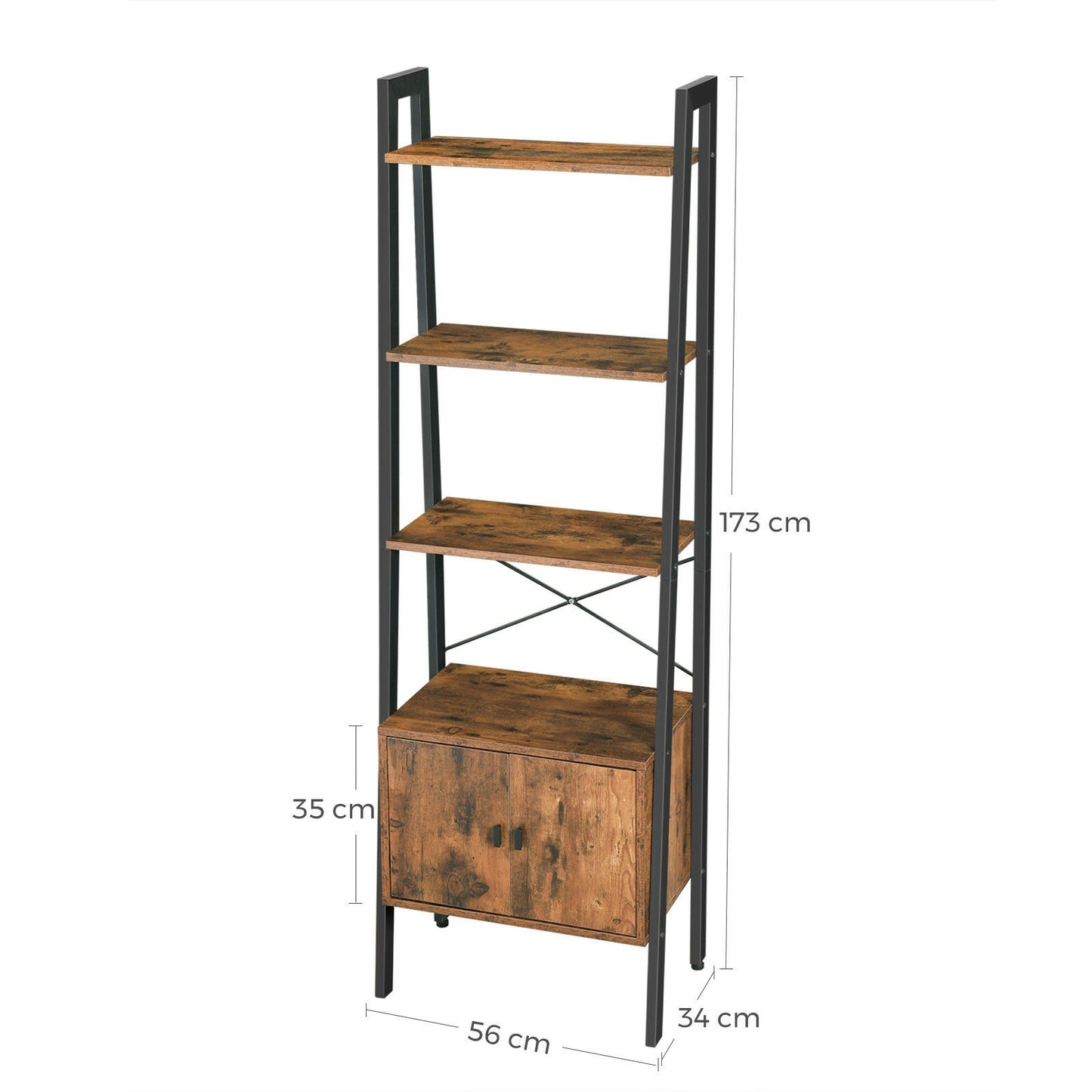 Vintage Storage Bookcase Ladder Style Lounge Shelving Unit Industrial Cabinet