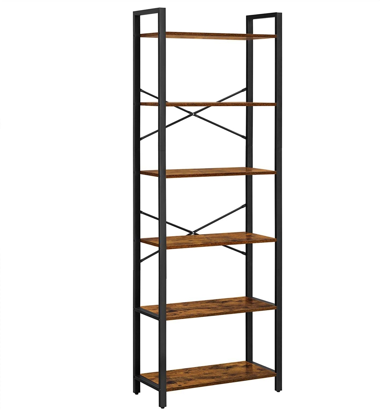 Tall Industrial Bookcase Rustic Shelving Unit Lounge Display Storage Cabinet