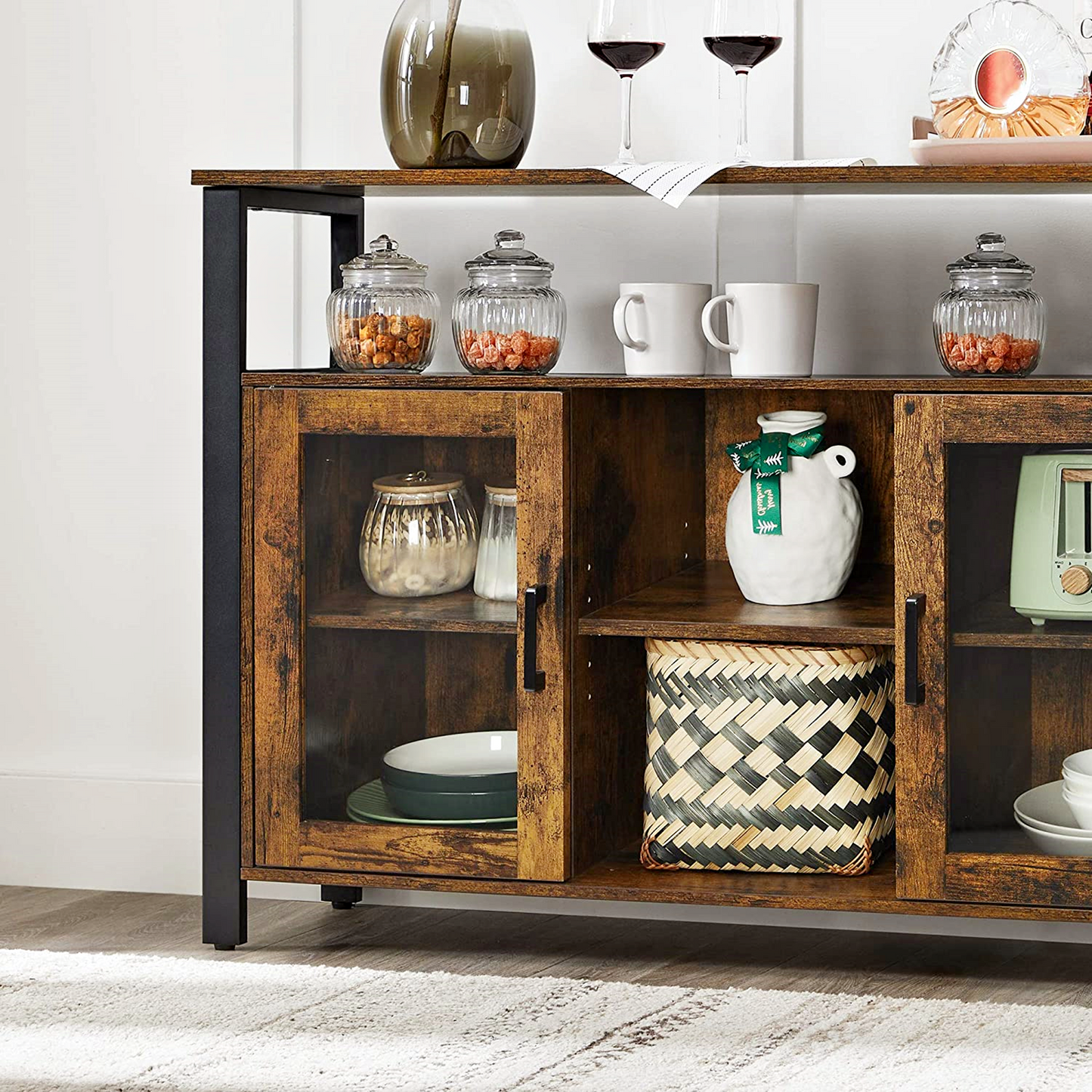 Industrial Narrow Sideboard Rustic Dining Kitchen Storage Cabinet Vintage Hallway Console Table