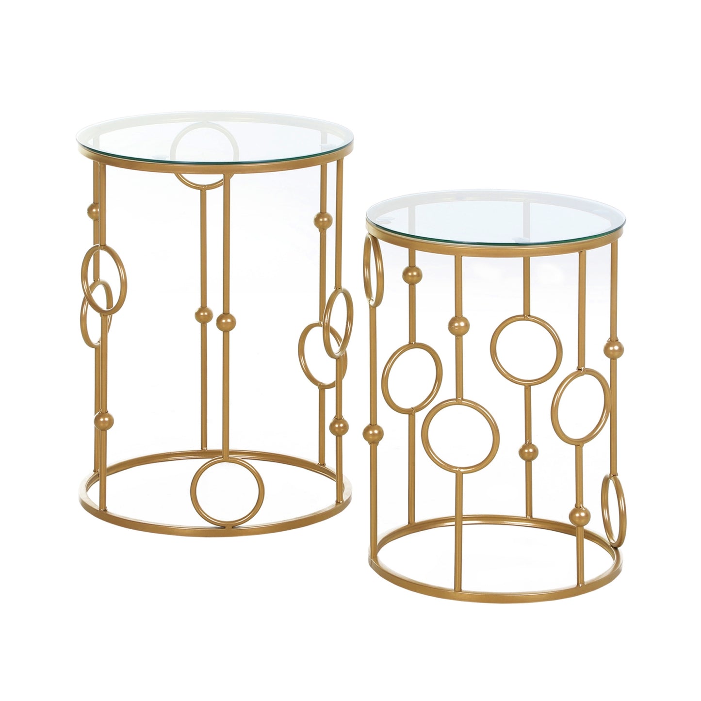 Side Table Set Round Gold Coffee Unit Modern Lounge Sofa End Stand Glass Metal Home Furniture