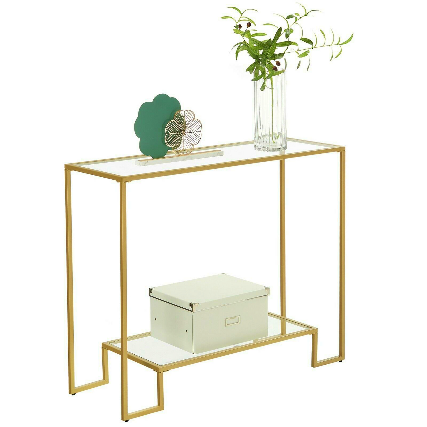 Slim Glass Console Table Modern Hallway Unit Contemporary Living Room Display Sideboard Narrow Sofa End Table