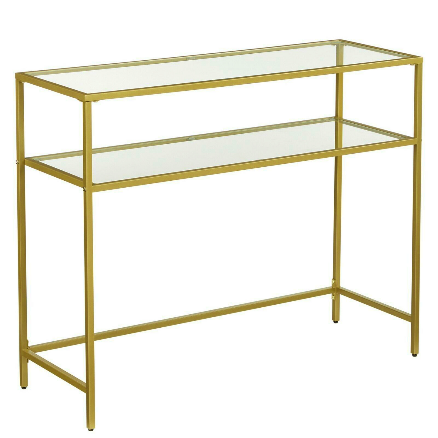 Glass and Gold Metal Console Table Modern Living Room Furniture Slim Hallway Display Unit