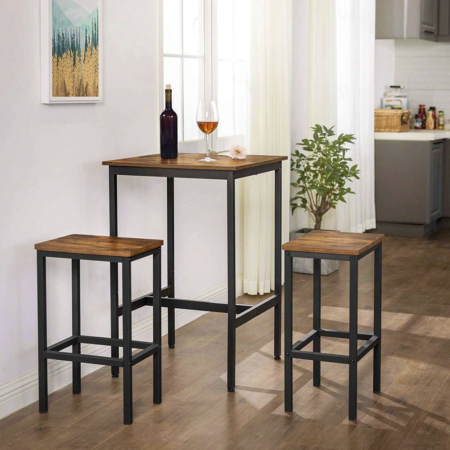 Square Bar Table Tall Coffee Dining Kitchen Stand Industrial Breakfast Counter