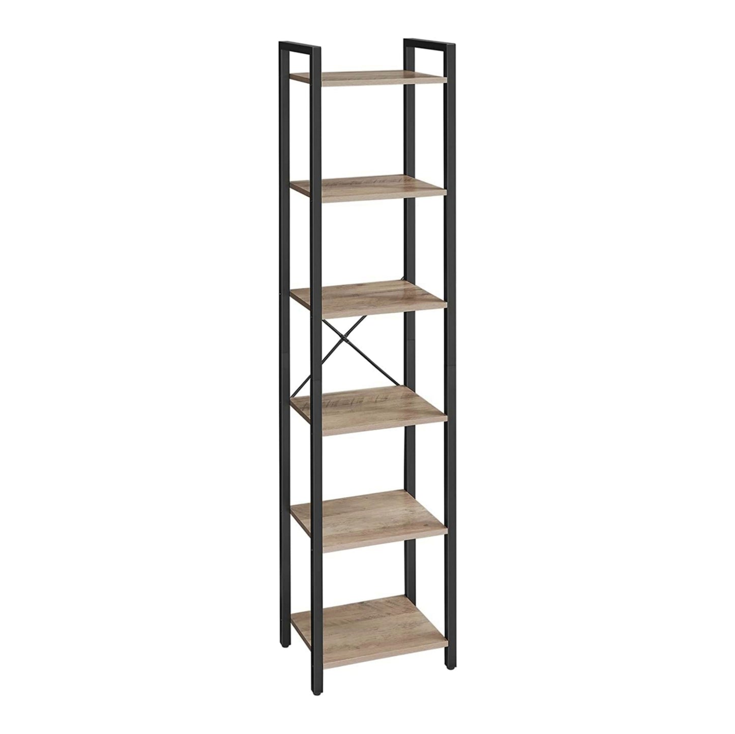 Modern Tall Bookcase Industrial Slim Shelving Unit Rustic Home Display Cabinet