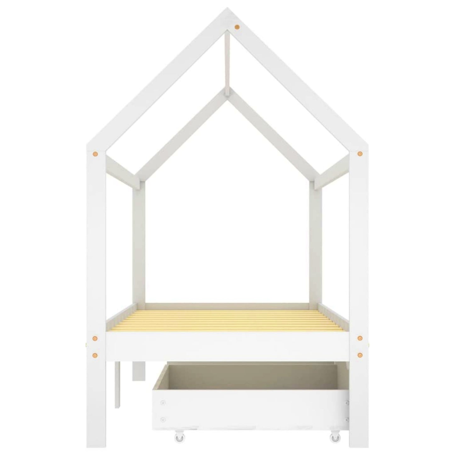 Kids White Bed Frame Wooden House Style Tent Bedstead Children Cottage Playhouse