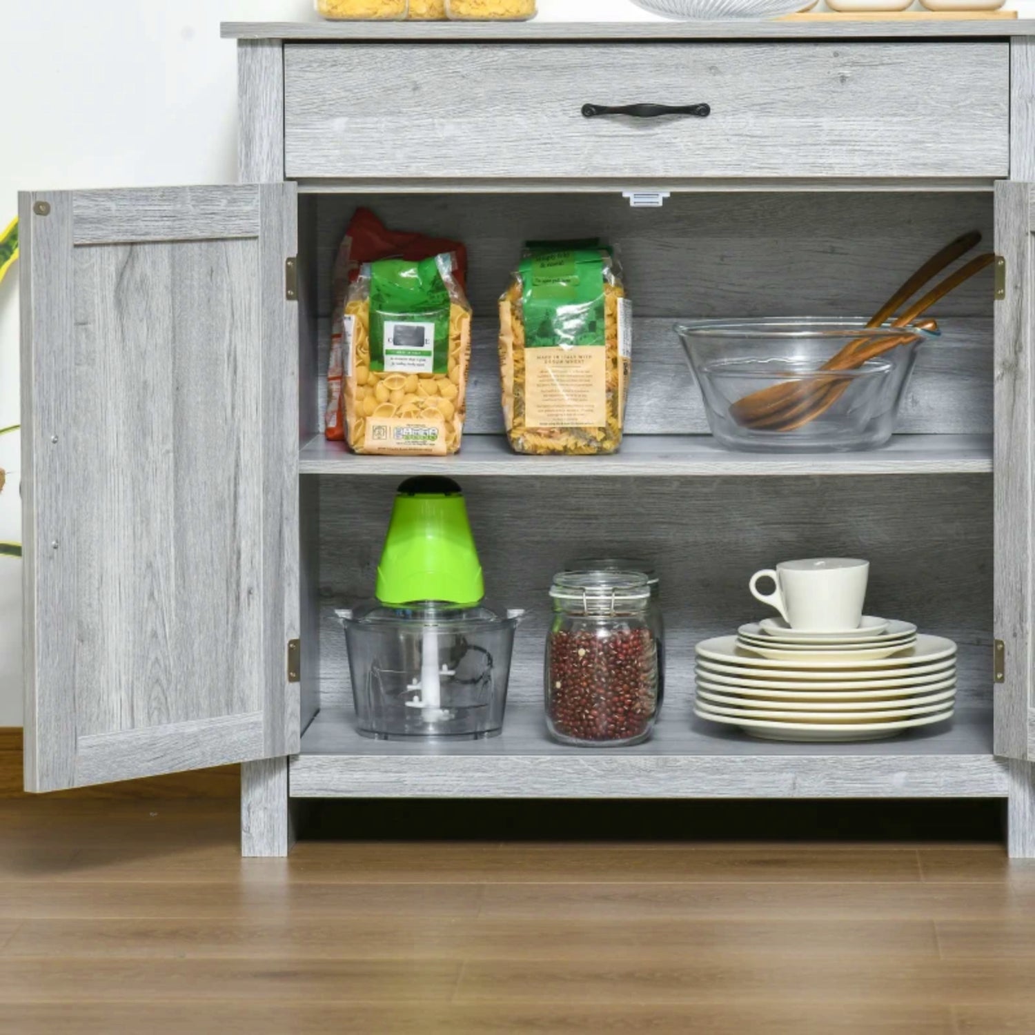 Rustic gray shop storage cabinet