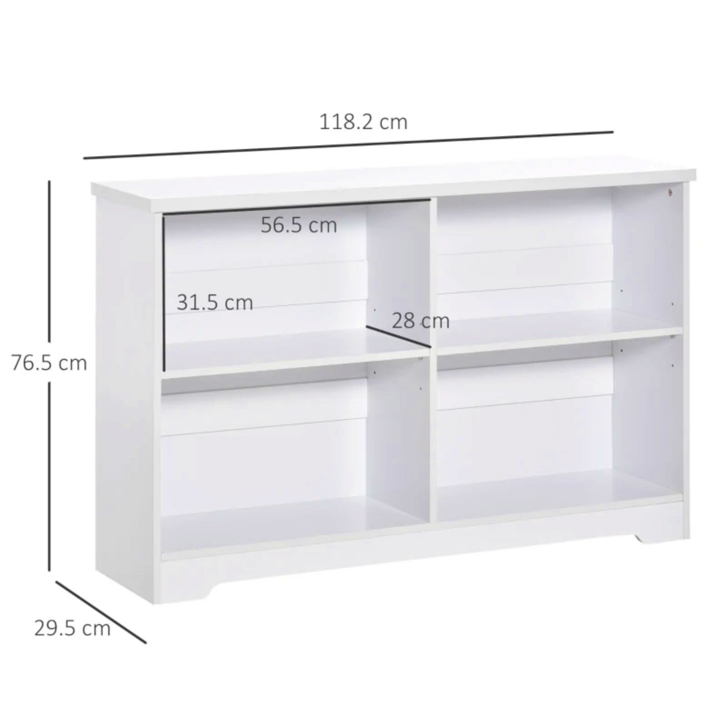 Modern Low Bookcase White Storage Unit Living Room Office Bookshelf Contemporary Console