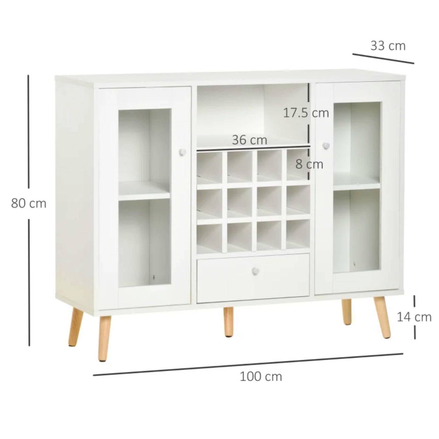 White Retro Sideboard Wine Storage Cabinet Kitchen Modern Island Cupboard Buffet