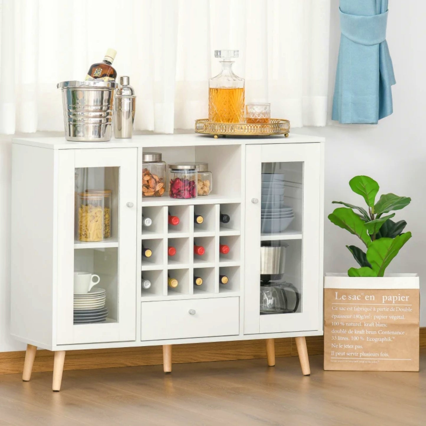 White wine store cabinet buffet