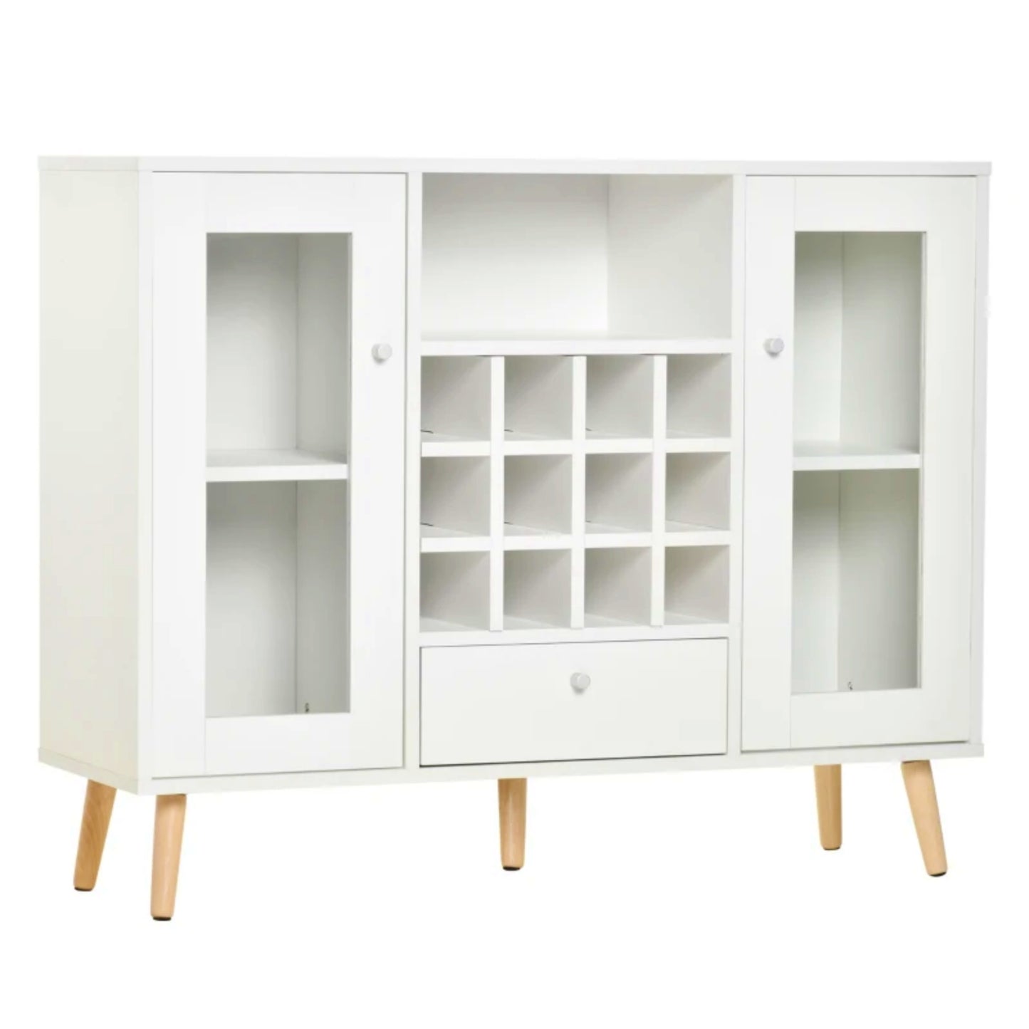 White Retro Sideboard Wine Storage Cabinet Kitchen Modern Island Cupboard Buffet