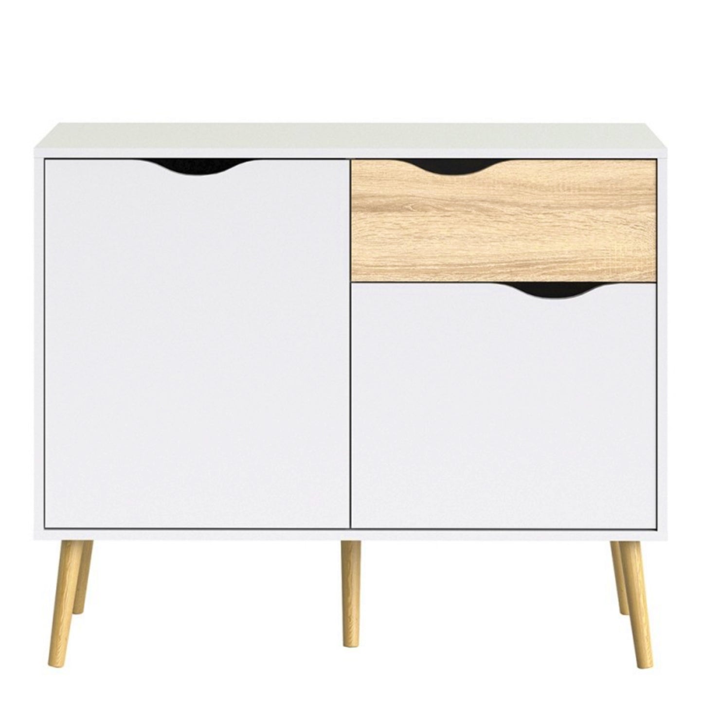 White Retro Sideboard Mid Century Storage Cabinet Home Lounge Display Cupboard