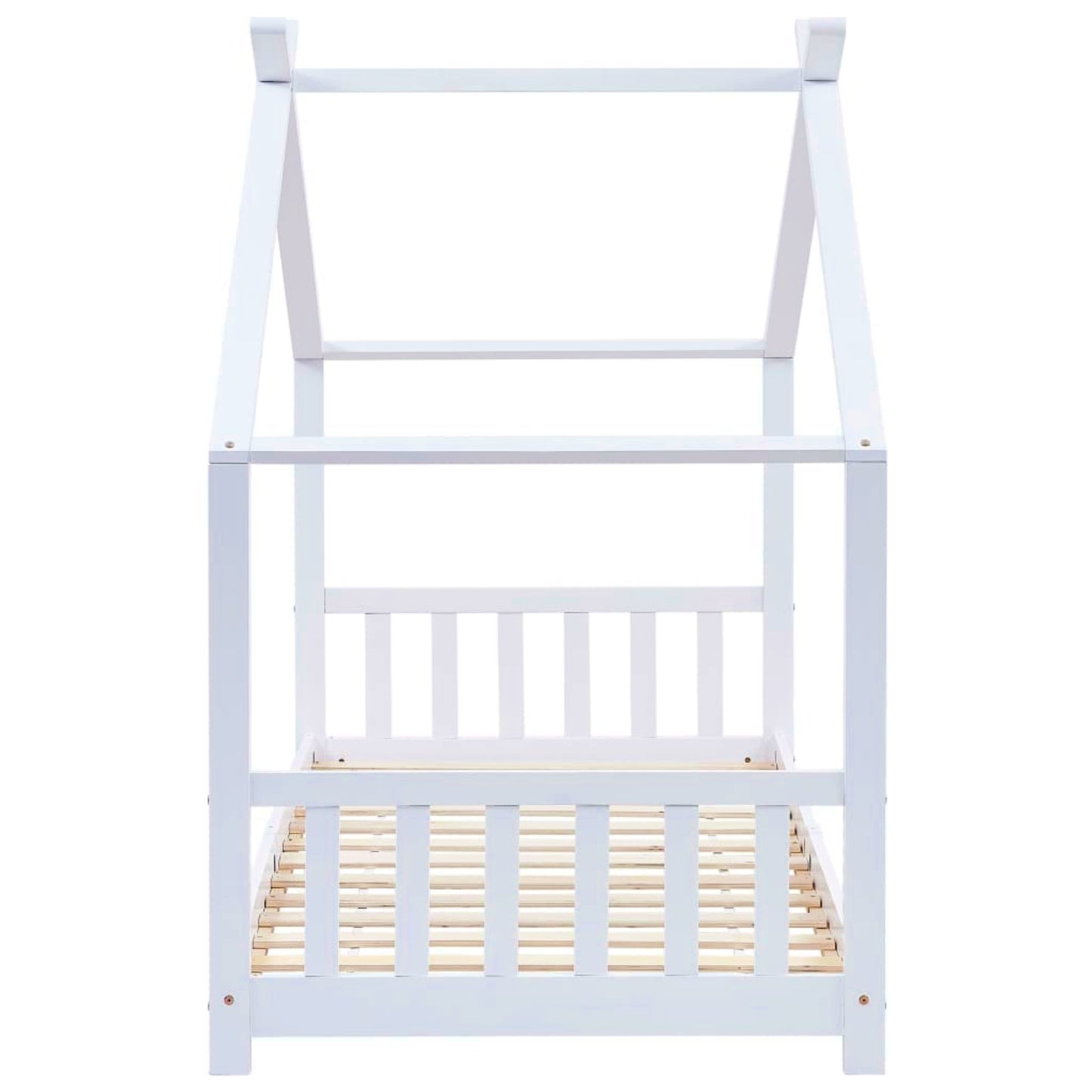 Kids Bed Frame White Teepee House Style Bedstead Children Cottage Playhouse